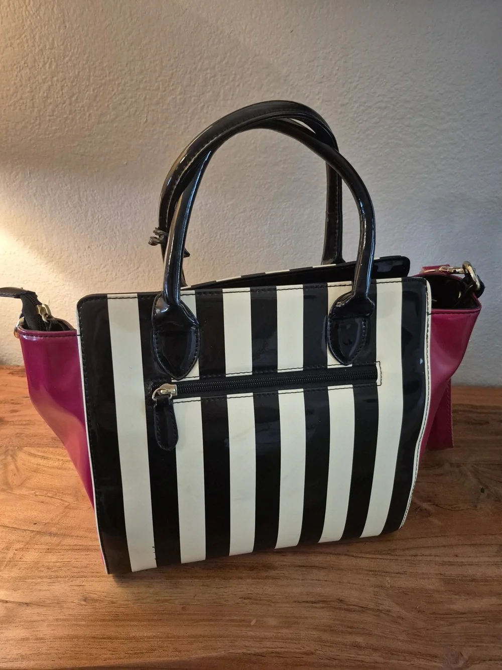 Mario Hernandez Striped Handbag with Crossbody Strap